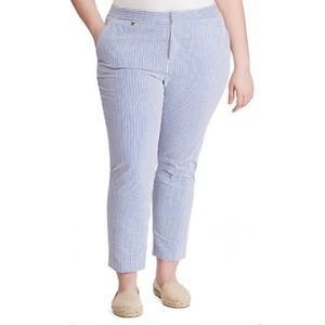 LAUREN Ralph Seersucker Blue Stripe Pant 20W 22W K